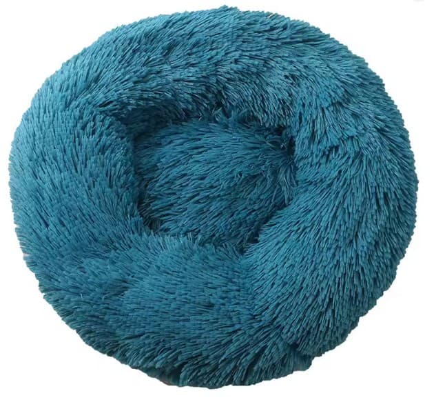 Cama antiestrés para perro grande — nido redondo lavable · Azul Bondi · S 40 cm