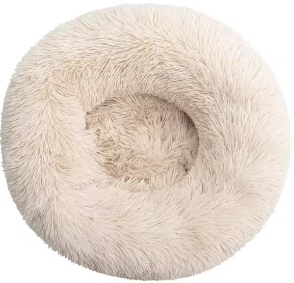 Cama antiestrés para perro grande — nido redondo lavable · Beige claro · S 40 cm