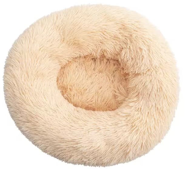 Cama antiestrés para perro grande — nido redondo lavable · Beige · S 40 cm