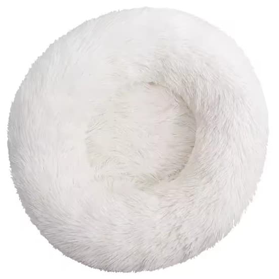 Cama antiestrés para perro grande — nido redondo lavable · Blanco · S 40 cm