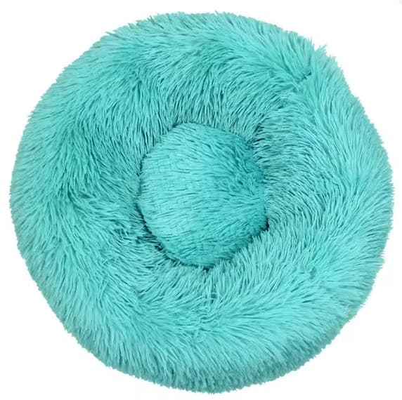 Cama antiestrés para perro grande — nido redondo lavable · Celeste · S 40 cm