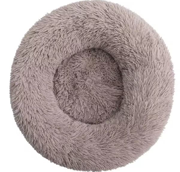 Cama antiestrés para perro grande — nido redondo lavable · Marrón · S 40 cm