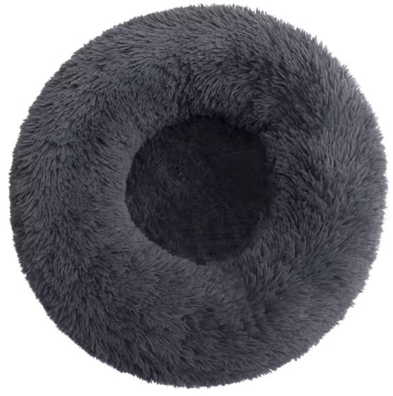 Cama antiestrés para perro grande — nido redondo lavable · Negro claro · S 40 cm