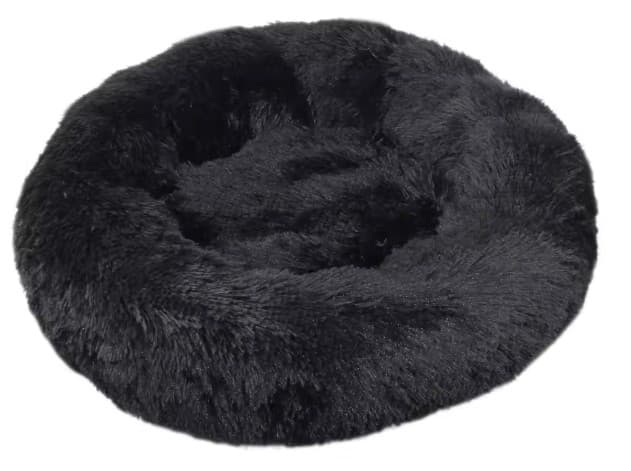 Cama antiestrés para perro grande — nido redondo lavable · Negro oscuro · S 40 cm
