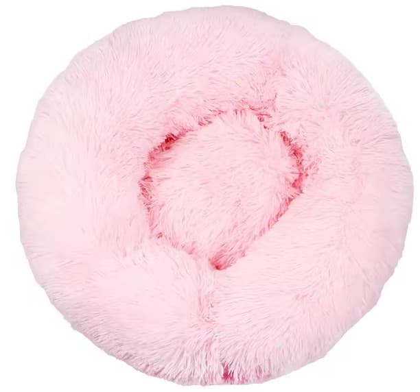 Cama antiestrés para perro grande — nido redondo lavable · Rosa claro · S 40 cm