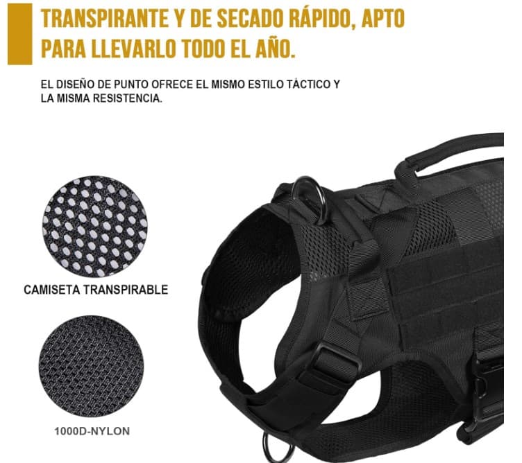 Arnés K9 Táctico anti-tirones · 2